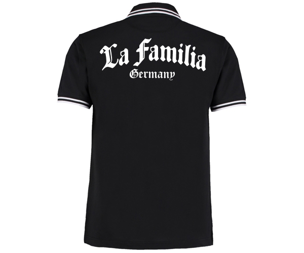 La Familia - La Familia Germany - Männer Polo Shirt schwarz - Streifen - schwarz-weiß