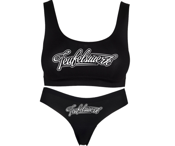 Teufelswerk - Logo 18  - Sport BH + Tanga Seamless Set - schwarz