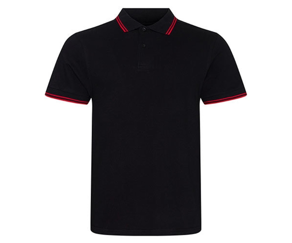 Männer Polo Shirt - schwarz - Streifen schwarz rot