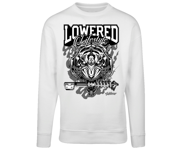 Tuning - Lowered Lifestyle Tiger - Männer Pullover - weiß