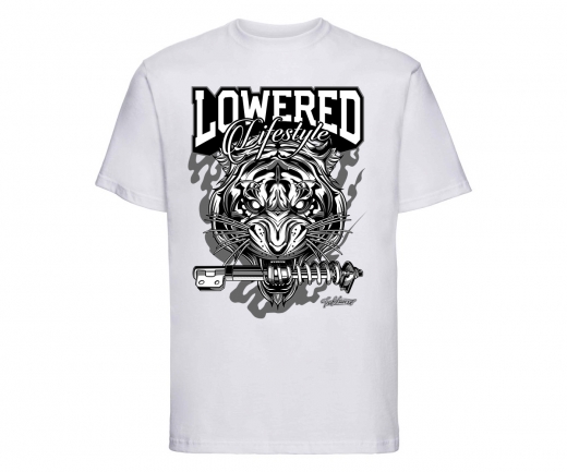 Tuning - Lowered Lifestyle Tiger - Männer T-Shirt - weiß