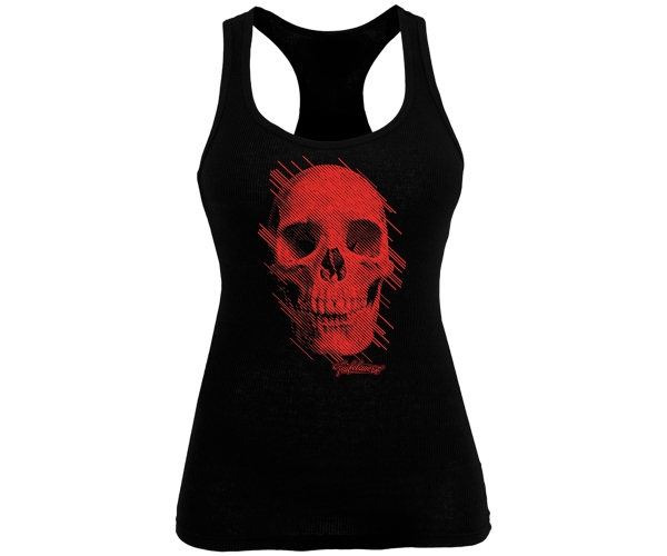 Teufelswerk - Totenkopf rot - Frauen Tank Top - schwarz