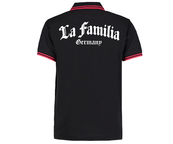 La Familia - La Familia Germany - Männer Polo Shirt schwarz - Streifen - schwarz-rot