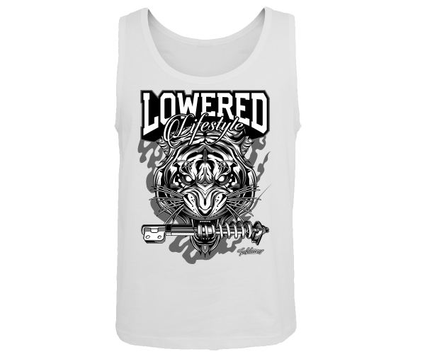 Tuning - Lowered Lifestyle Tiger - Männer Muskelshirt - weiß