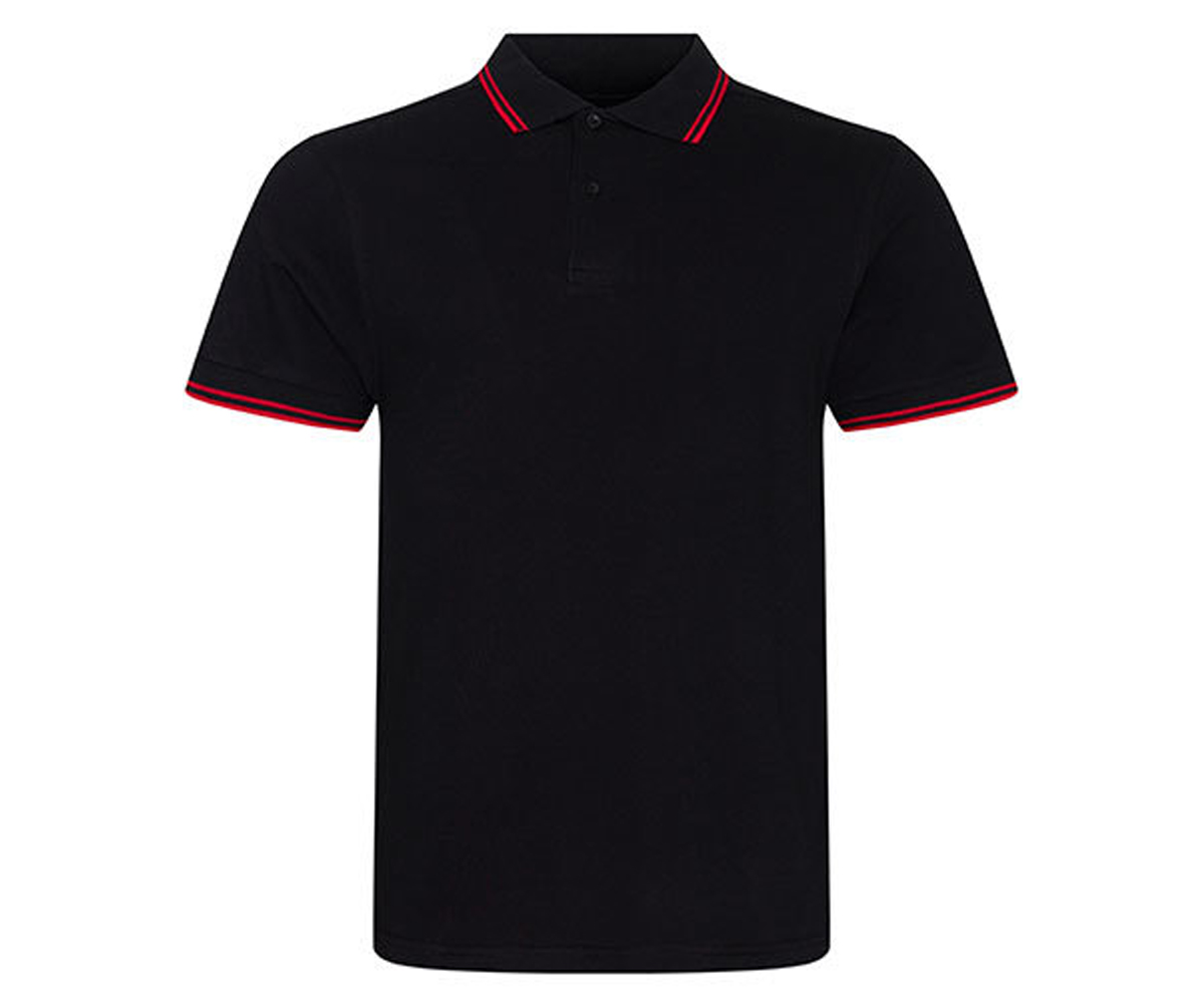 Männer Polo Shirt - schwarz rot und originale Streetwear Streifen Teufelswerk - Shirts für Fun schwarz - Onlineshop Der