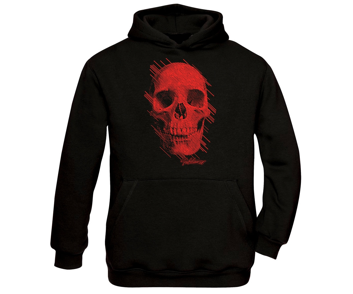 Teufelswerk - Totenkopf rot - Kinder Kapuzenpullover - schwarz