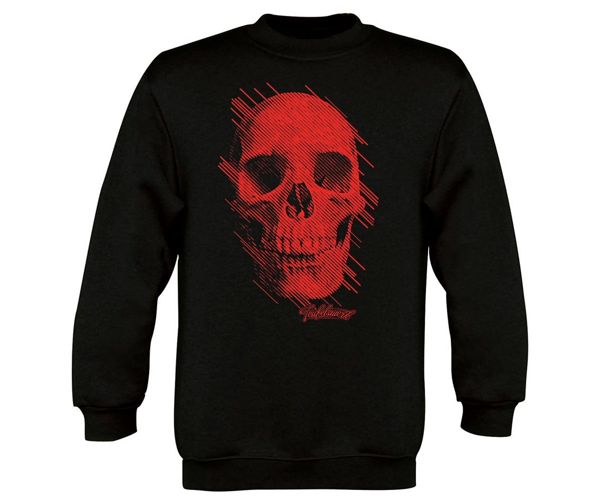 Teufelswerk - Totenkopf rot - Kinder Pullover - schwarz