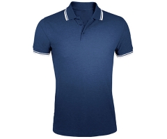 Männer Polo Shirt - navy - Streifen weiß
