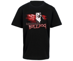 Bulldog - USA Fahne - Kinder T-Shirt - schwarz