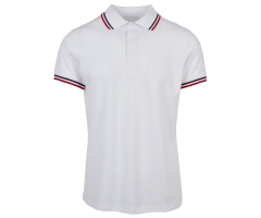 Männer Polo Shirt - weiß - Streifen weiß rot schwarz