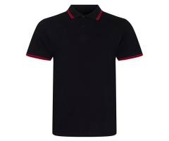 Männer Polo Shirt - schwarz - Streifen schwarz rot