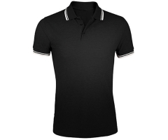 Männer Polo Shirt - schwarz - Streifen schwarz weiß