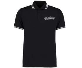 Teufelswerk - Logo 18 - Männer Polo Shirt - schwarz - Streifen - schwarz-weiß