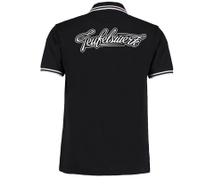 Teufelswerk - Logo 18 - Männer Polo Shirt - schwarz - Streifen - schwarz-weiß
