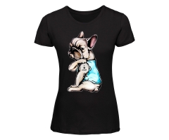 Bulldog - I love Mom - Frauen Shirt - schwarz