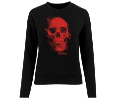 Teufelswerk - Totenkopf rot - Frauen Pullover - schwarz