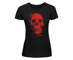 Teufelswerk - Totenkopf rot - Frauen Shirt - schwarz