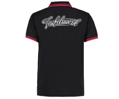 Teufelswerk - Logo 18 - Männer Polo Shirt - schwarz - Streifen - schwarz-rot